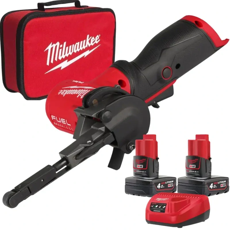 Aku pásová bruska Milwaukee M12 FBFL10-402B, 10 x 330 mm, 2x aku M12 B4 + C12 C, 4933480958