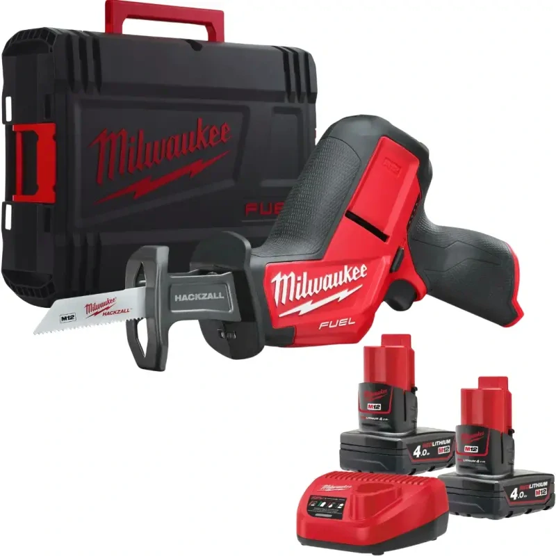 Aku šavlová pila Milwaukee M12 FUEL HACKZALL CHZ-402C, pilka na kov, 2x aku M12 B4 + C12 C + kufr, 4933500571