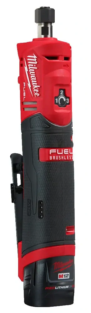 Aku přímá bruska Milwaukee M12 FDGS-422B, pro stopkové nástroje 6 a 8 mm, 2x Aku (2 Ah + 4 Ah), 4933471436 (MI4933471436)