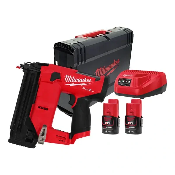 Aku hřebíkovačka Milwaukee M12 FCN18GS-202X, hřebíky 16-38 mm / 0°, s 2x aku M12 B2 + C12 C, 4933493355
