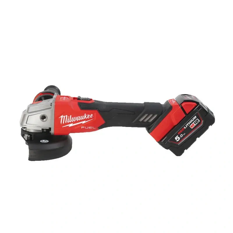 Aku úhlová bruska 125 mm Milwaukee M18 FSAG125XB-502X s posuvným spínačem, RAPIDSTOP, 2x aku M18 B5 + M12-18 FC + kufr, 4933478430