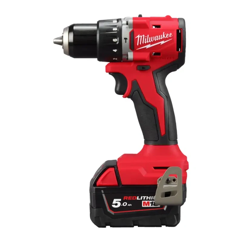 Aku vrtačka s příkleme Milwaukee M18 BLPDRC-502C, sklíčidlo 13 mm, 2x aku M18 B5 + M12-18 C + kufr, 4933492826