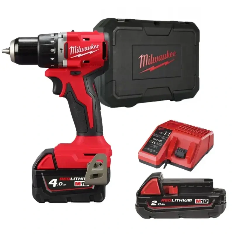Aku vrtačka s příkleme Milwaukee M18 BLPDRC-422C, sklíčidlo 13 mm, 1x aku M18 B2 + M18 B4 + M12-18 C + kufr, 4933492824
