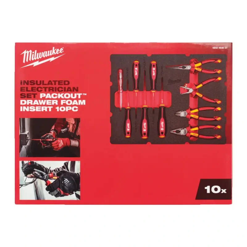 PACKOUT™ pěnová vložka s VDE nářadím pro elektrikáře Milwaukee 4932493637 (Sada 10 dílů) (MI4932493637)