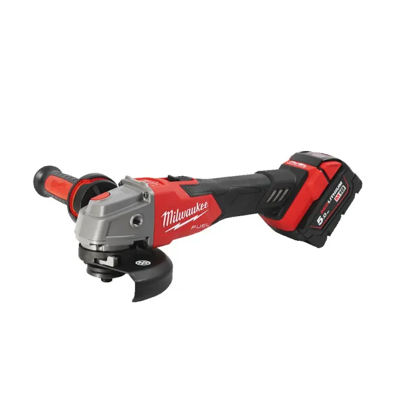 Aku úhlová bruska 125 mm Milwaukee M18 FSAG125XB-502X s posuvným spínačem, RAPIDSTOP, 2x aku M18 B5 + M12-18 FC + kufr, 4933478430