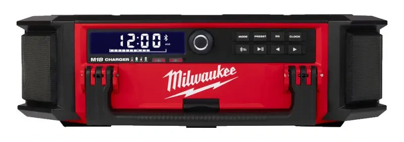 Přenosné Aku rádio/nabíječka Milwaukee M18 PRCDAB+-0, DAB+/FM/AM tuner, repro 40 W, Bluetooth, nabíječka M18 a USB, PACKOUT, bez Aku, 4933472112