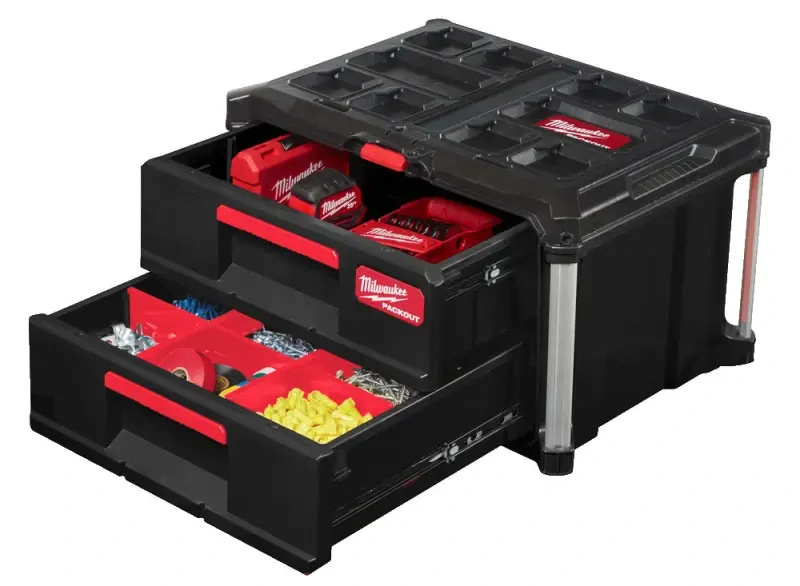 Milwaukee 4932472129 - Kompaktní systémový organizér Packout™ box se 2 zásuvkami (MI4932472129)