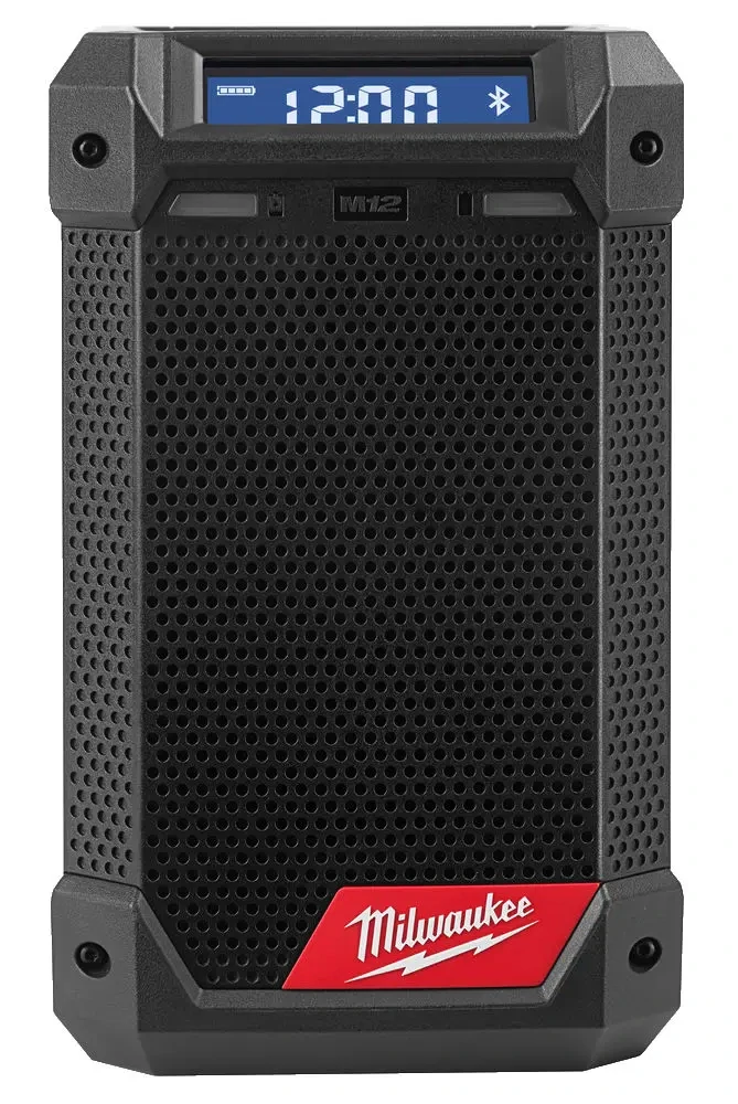 Přenosné Aku rádio/nabíječka Milwaukee M12 RCDAB+-0, DAB+/FM/AM tuner, Bluetooth, nabíječka M12 a USB, bez Aku, 4933472114